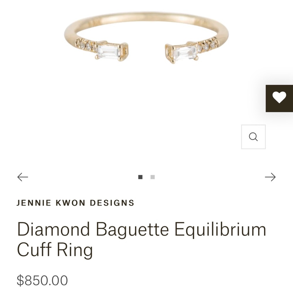 Jennie Kwon Diamond Baguette Equilibrium Cuff Ring in size 7.5